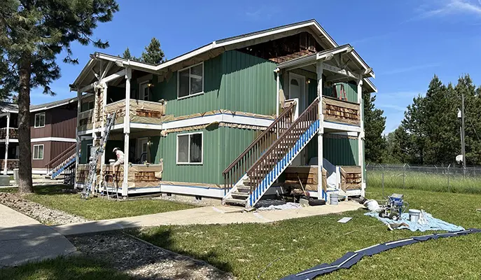 house during exterior painting green