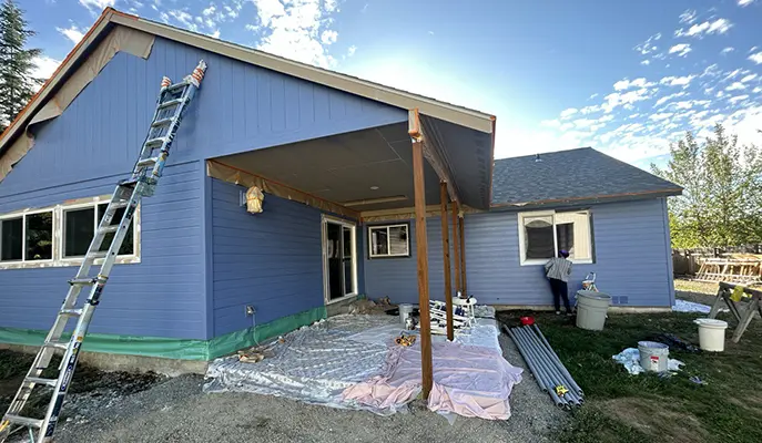 house exterior during exterior painting