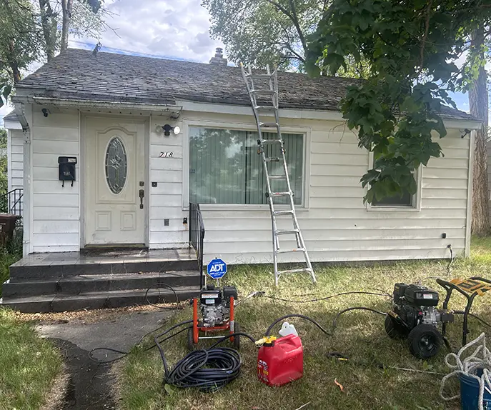 house before roof cleaning