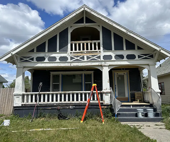 house before exterior cleaning and exterior painting