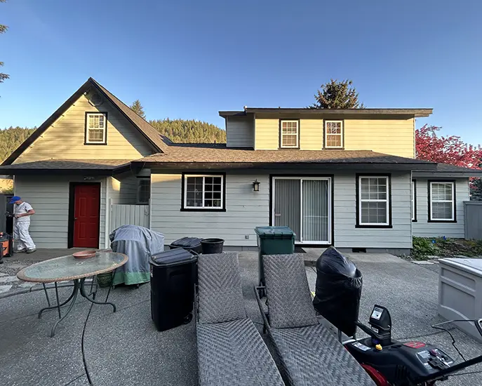 house after exterior painting and roof cleaning