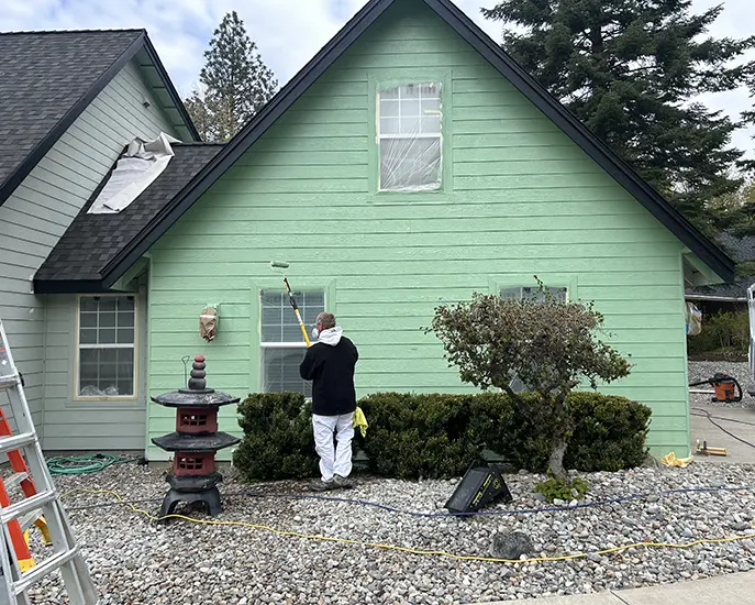 green exterior painting process