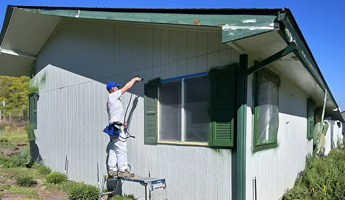 Exterior house painting service showcasing a freshly painted home, emphasizing the quality of interior and exterior painting services.